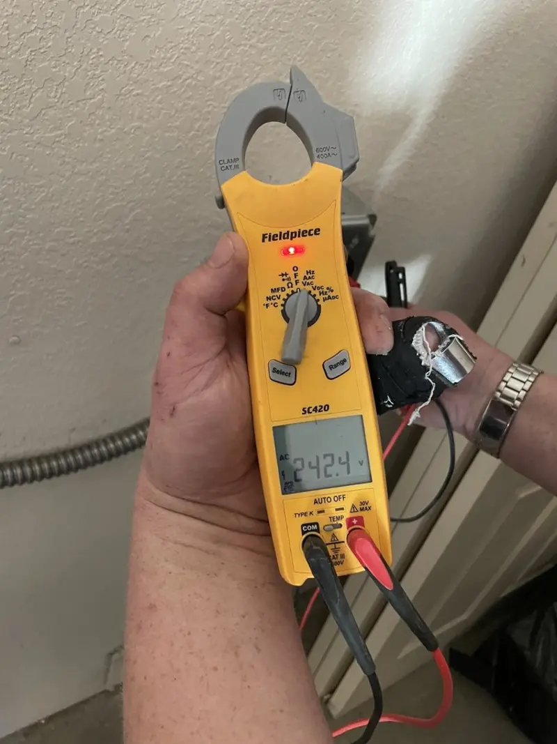 Voltage testing with clamp meter during Hot Tub / Pool Electrical Wiring in Ramapo